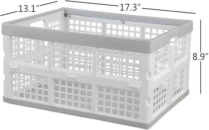 Vababa 28 L Plastic Collapsible Storage Bins, Stacking Utility Foldable Basket, Set of 3
