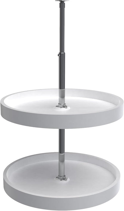 Rev-A-Shelf 20" Dual Full Circle Lazy Susan Organizer for Upper Corner Kitchen Cabinets, Plastic Home Storage 2 Tier Shelves, White, 6012-20-11-52