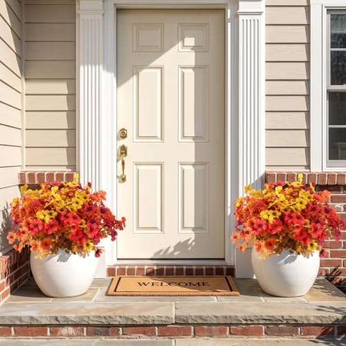 CEWOR 12 Bundles Fall Artificial Flowers for Outdoor Indoor, Fake Silk Daisy with Eucalyptus Leaves, Autumn Faux Flower for Garden Patio Home Decor (4 Multicolor) - Image 7