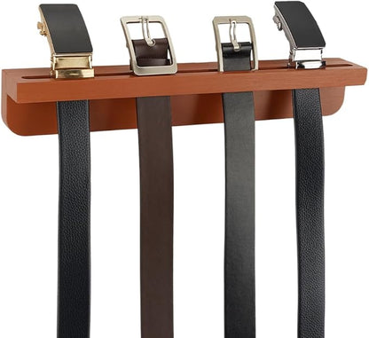 PH PandaHall Belt Hanger for Closet, Wooden Belt Organizer Wall Mount Belt Holder Rack with Screws for 8 Belts Storage Closet Entryway Home Decoration Men Gift, 15.7x2.5x2.2inches