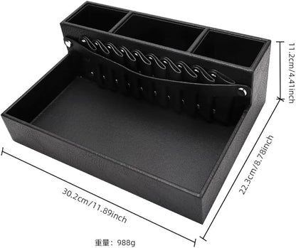 Barber Storage Box,Hairdressing Tool Holder, Multifunctional Detachable Large Storage Box, Shear Holder PU Leather Salon Scissors Holder, Hair Cutting Tools Storage Case for Barber Accessories(Small)