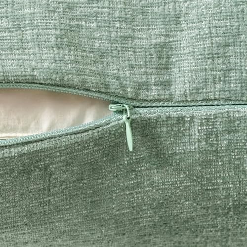MIULEE Soft Chenille Throw Pillow Covers Greyish Green 16x16 Pack of 2 - Image 3