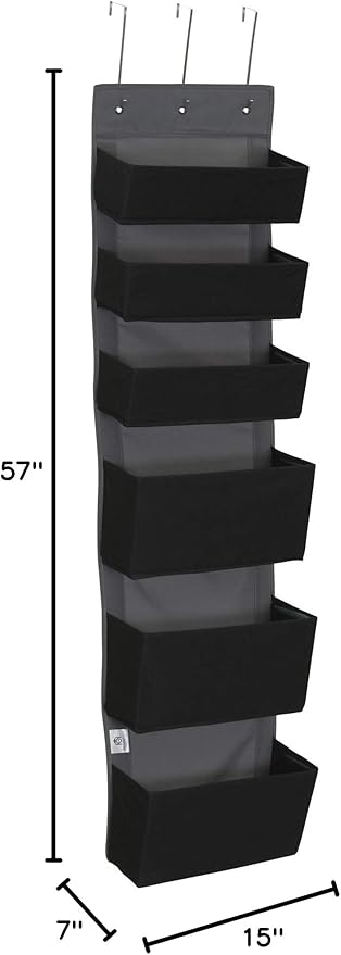 Household Essentials Black 6 Pouch Fabric Over The Door Organizer