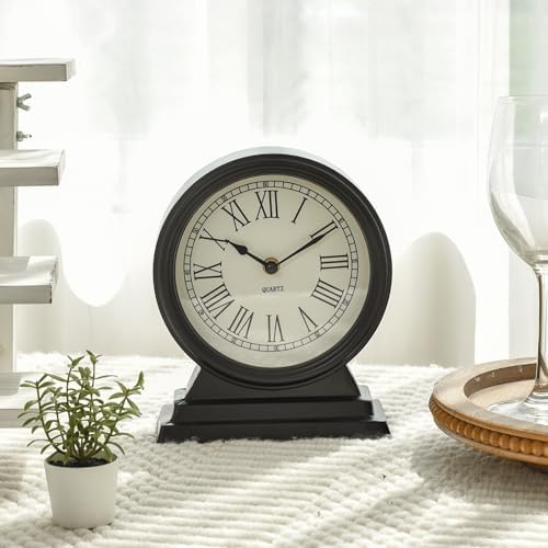 EMAX HOME Black Mantel Clock - Classy Vintage Style Table Clock for Living Room Décor,Silent Non-Ticking Mantel Clocks for Living Room - Image 3