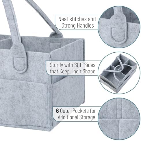 Mr. Pen- Baby Diaper Caddy Organizer, Gray, Large - Image 3