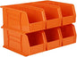 Hudson Exchange 11" x 5-1/2" x 5" (6 Pack) Plastic Stackable Storage Bin and Hanging Container, Orange