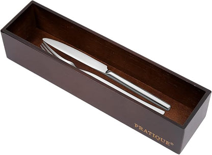 PRATIQUE Bamboo Drawer Organizer - Kitchen Utensil Organizer Silverware Tray Cutlery Holder，Office Desk Supplies and Accessories,12 * 3 * 2.6inch,Nut-brown