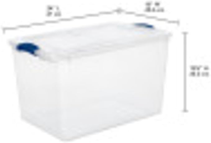 2PC-66 Quart Clear Plastic Storage Bin with Latch Lid, Stackable, Transparent, BPA-Free for Home Organization