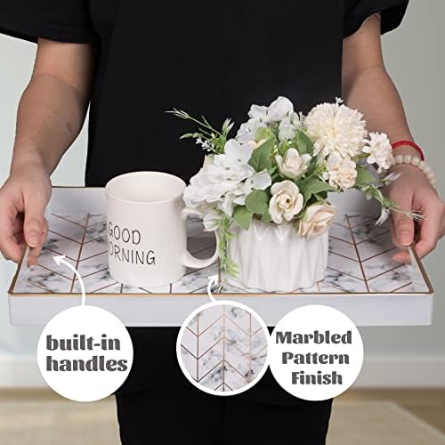 MAONAME White Serving Trays, Plastic Rectangular Serving Tray with Handles - Image 7