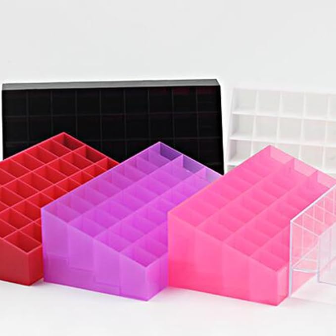 FOMIYES 40 Box 4 Rows Lipstick Holder Clear Lip Gloss Makeup Brush Holder 40 Slots Makeup Holder Cosmetic Case Lip Tint Lipstick Storage Case Dressing Table Storage Box Purple