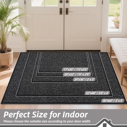 BEQHAUSE Dirt Trapper Door Mat 24" x 36", Non-Slip Washable Doormats, Black - Image 2
