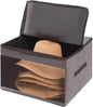 FAYYGYH Simple Hat Storage Box for Women Men, Large Closet Organizer with Dustproof Lid, Foldable Hat Carrier Case for Cowboy Hats, Travel & Home Use (Grey)