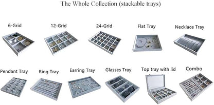 Sunglasses Eyewear Watch Tray Gray Velvet Stackable Organizer Premium Quality Jewelry Storage Multi Function Hallway Orgnization Drawer Divider