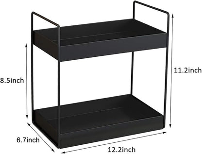 2 Tier Bathroom Counter Organizer, Standing Vanity Organizer Shelf for Bathroom Storage Organization, Countertop Skincare Makeup Organizers Holder, Black