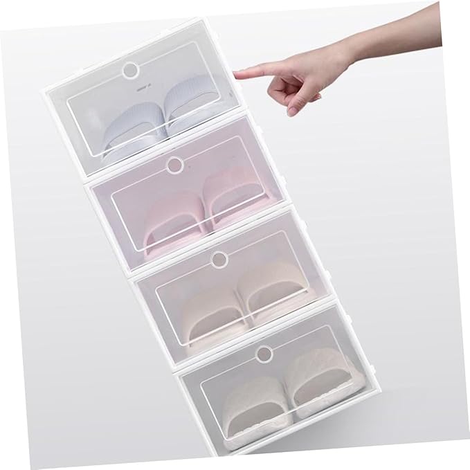 12pcs White Shoe Storage Boxes with Thickened Lid, 33x23x13cm Stackable Shoe Containers for Dust and Moisture Protection, Closet Organizer for Sneakers and Boots