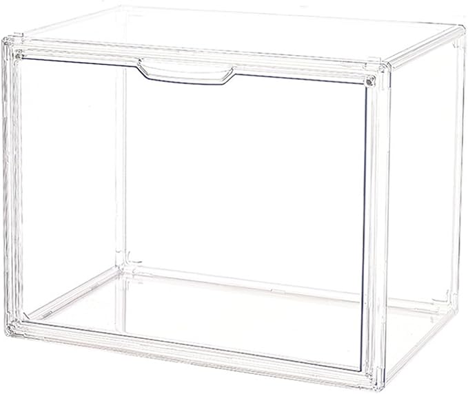 Clear Plastic Stackable Storage Bins, Clear Shoe Box, Dustproof Book & Cosmetic Display Cases, Large Figures Collectibles Showcase, Shoe Storage Boxes, Bag Organizer (1, TransparentXL-1 Pack)