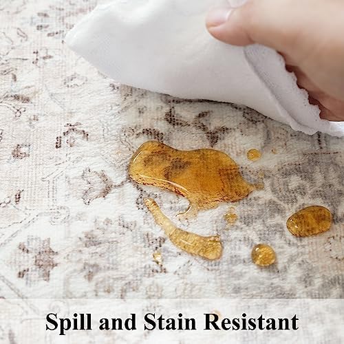 Hallway Washable Runner Rug - 2'6x12 Kitchen Rugs Entryway Rug Runner Vintage Soft Floor Mat Non Slip Indoor Farmhouse Carpet for Bathroom Living Room Bedroom (2'6''x12', Beige) - Image 4
