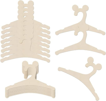 20 Pack Wooden Kids Hangers 9Inch Childrens Clothes Hangers Cute Non Slip Wood Baby Toddler Hangers DIY Wooden Baby Hangers for Closet, for Baby Toddler Kids Clothes & Pants (Mouse Ear)