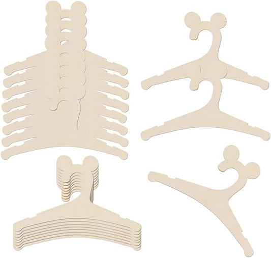 20 Pack Wooden Kids Hangers 9Inch Childrens Clothes Hangers Cute Non Slip Wood Baby Toddler Hangers DIY Wooden Baby Hangers for Closet, for Baby Toddler Kids Clothes & Pants (Mouse Ear)