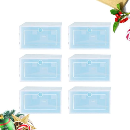 Cabilock 6pcs Transparent Stackable Thicken Plastic Storage Containers for Organizing Shoes Closet and Entryway Use