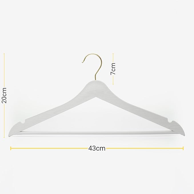 24 Pcs White Wood Look Plastic Hangers Clothes Clothes Shirt Hanger with Gold Hooks