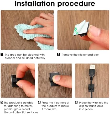 EBOOT 500 Pieces Adhesive Cable Clips Wire Clips Cable Wire Management Wire Cable Holder Clamps Cable Tie Holder for Car, Office and Home - Image 3
