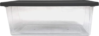 HOMZ 10-Pack Snaplock, Small Clear Plastic Storage Organizer Bins w/Lids, 6 Quart, Gray - Stackable Container Boxes for Bedroom, Bathroom, Garage, and Office Organization