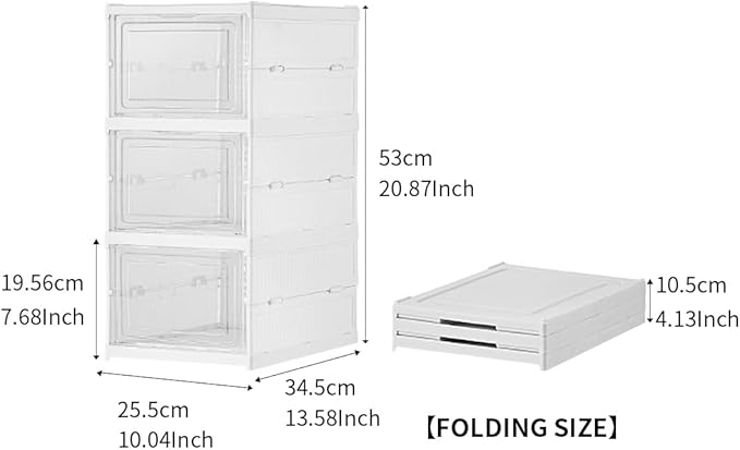 3-Tier Foldable Shoe Storage Box, Clear Door Plastic Organizer For Closet, No-Assembly Shoe Rack, Foldable Shoe Cabinet With Clear Door.2 Pack