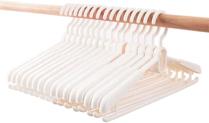 16 Pack Adjustable Clothes Hangers, Heavy Duty Plastic Hangers with Non-Slip Wide Shoulder, 360° Swivel Hook, Extendable 15.9"–20.3", Space Saving Traceless Hangers for Coats, Shirts & Dresses(White)