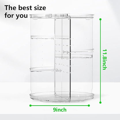 360 Rotating Makeup Organizer, Large Capacity Cosmetics Organizer for Perfume Holder Organizer Countertop DIY Spinning Makeup Organizer Fits Makeup Brushes Lipsticks Clear (White)