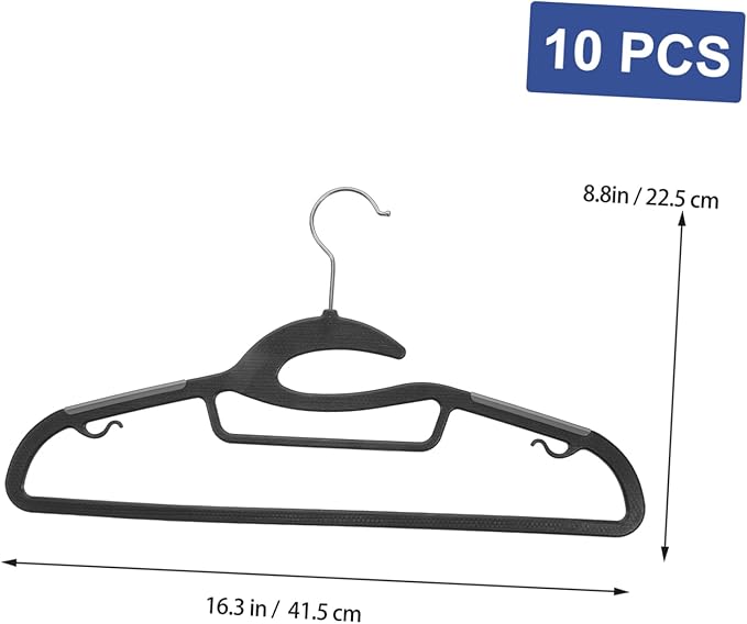 Unomor 10pcs Heavy Duty Non- Clothes Hangers Extra Wide Plastic Hangers for Jackets Suits Pants Space Saving Organizer for Closet Versatile Design