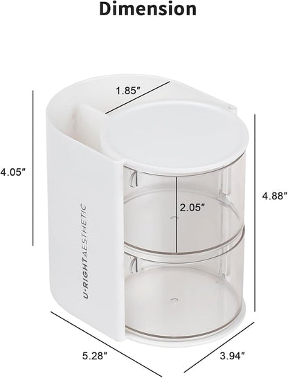 FABROK 2-Layer Clear Hair Accessories Organizer with Hair Brushes Holder, Rotatable Small Jewelry Box for Necklaces、Earring, Desktop Organizer Case for Makeup Brushes, Hair Accessories, Cotton Swab