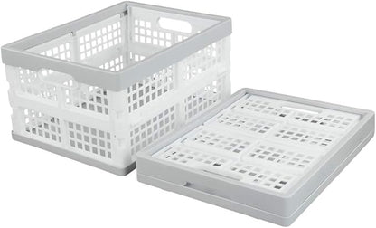 Vababa 3-Pack Plastic Stackable Collapsible Storage Crate, 15 L Stacking Folding Storage Basket