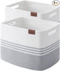 Storage Baskets, 42L*2 Pack Storage Baskets for Organizing, Laundry Basket for Closet, Cotton Rope Blanket Basket for Storage, Toy Storage Basket for Living Room, Laundry Room, Bedroom-Grey