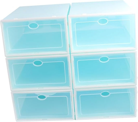 6pcs Stackable Shoes Storage Bins Shoe Boxes Lids Endurable Containers