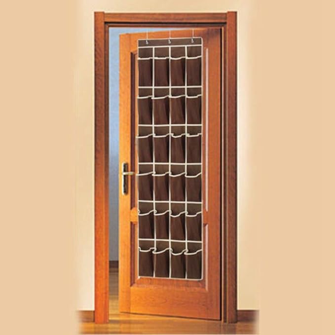 ZXD ZHEXUNDIAN 24 Pocket Over The Door Shoe Organizer Rack Hanging Storage Save Closet and Door Space (Color : Dark Khaki)