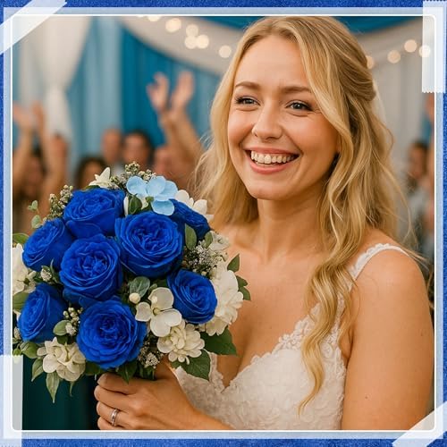 Geosar 16 Bundles Artificial Peonies Flowers,Royal Blue - Image 6