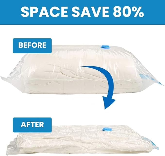 Vacuum Bag Travel,Space Saver Bags (1 Large/2 Medium/2 Small) Compression Plastic Storage Pouch (Pack of 5)