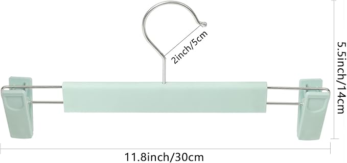 NORTHERN BROTHERS 30 Pack Plastic Pants Hangers with Clips, Adjustable Non-Slip Skirt Hangers for Women, Closet Hangers for Trousers & Shorts, Green