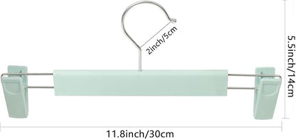 NORTHERN BROTHERS 30 Pack Plastic Pants Hangers with Clips, Adjustable Non-Slip Skirt Hangers for Women, Closet Hangers for Trousers & Shorts, Green