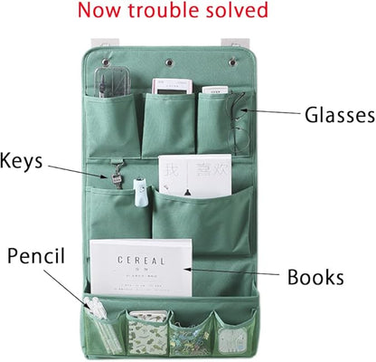 Hanging Organizer with Pockets – Wall & Door Storage Bag with 3 Sticky Hooks – Hanging Storage Organizer for Bathroom, Bedroom, Closet, Dorm, Washing Table (2Layer, Blue)