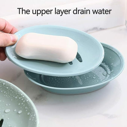 WYOK 2-Pack Soap Dish with Drain Plastic Sponge Holder Easy Cleaning Soap Saver Tray Caddy Keep Dry Stop Mushy for Shower Bathroom Kitchen(Blue)
