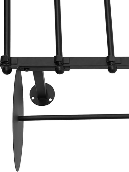 Ribbon Storage Organizer, Wall Mounted Ribbon Organizer, 12-Tier Metal Gift Wrapping Paper Rack, Spool Tie Scarf Hijab Belt Towel Hanger, for Home, Craft Room, Flower Shop, Black, 47.2in Wide