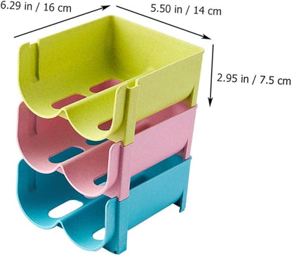 DECHOUS 3pcs Stackable Refrigerator Storage Rack Beer Can Storage Box for Kitchen Wine Containers Easy to Clean Beverage Organizer