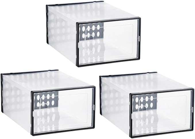 FOMIYES Shoe Storage Boxes 3pcs 34x15.5x24cm Dustproof Waterproof Plastic Shoe Organizers for High-top Sneakers and Boots Stackable for Home Closet Organization