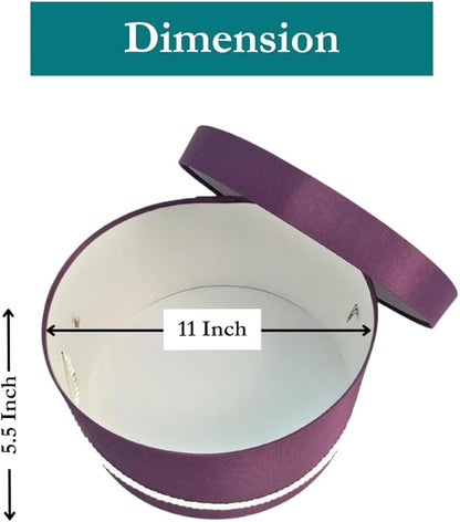 Sarah's Hat Boxes Classic Amethyst Hat Box – 11" x 5.5" (Dia. x Ht.) Handmade in USA – Odorless Non-Toxic Adhesive, Cording Handle – Premium Storage for Hats & Accessories