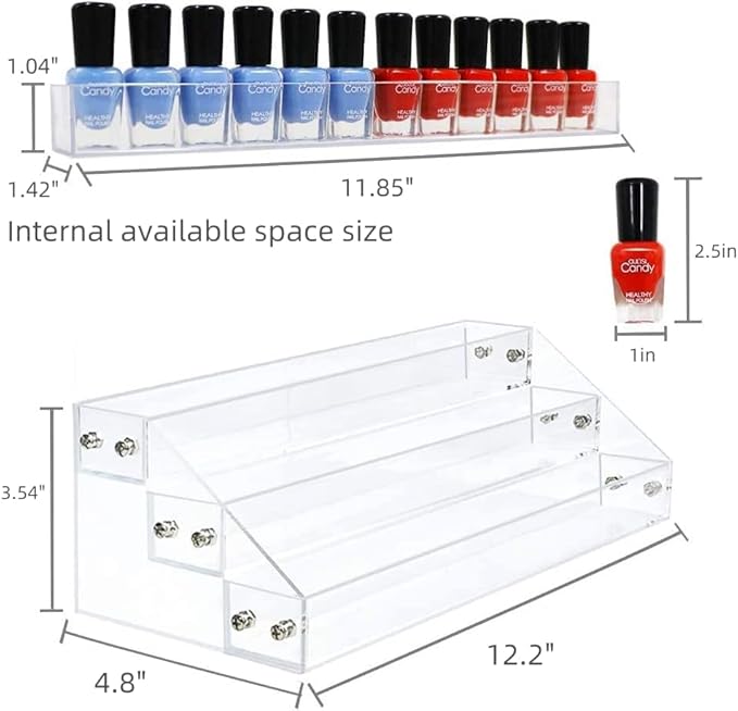 3 Layers Stand Shelf Holder Clear Acrylic Rack for Nail Polish Organizer Essential Oil Storage Sunglasses Makeup
