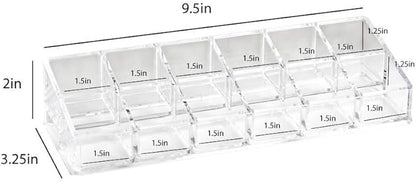 Isaac Jacobs Clear Acrylic 12 Compartment Nail Polish Holder, Organizer for Makeup, Essential Oils, Storage Solution, Rack Display (2 Rows (x6))
