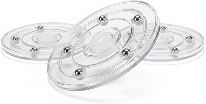 3 Pack 5.9 Inch Clear Small Lazy Turntable, 360° Ball Bearing Turntable Swivel Base, Smooth Rotating Tray for Kitchen Cabinet Organizer, Cake Decorating & Countertop Display