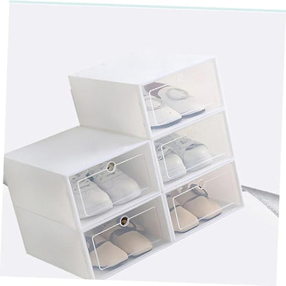 Cabilock 12pcs Large Thickened Plastic Shoes Storage Boxes Stackable Shoe Containers for Closet Organization White